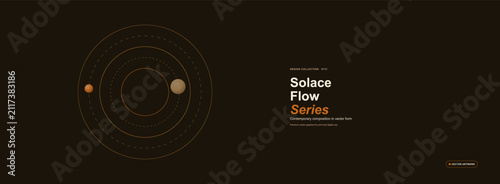 Canvastavla Abstract graphic design featuring circular orbital lines and small spheres on a
