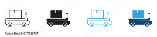 Delivery robot icon set, representing autonomous mobile robots, automated guided vehicles, warehouse automation, smart logistics, vector illustration