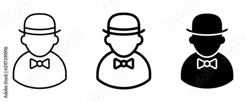 Cuadro en lienzo 3 Gentleman icons bowler hat bow tie, UI and web interface design