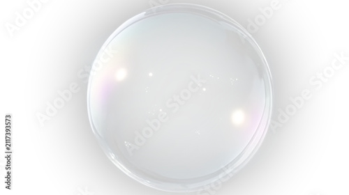 Transparent soap bubble png with floating glass sphere, iridescent shine, prism light effect and elegant background design.
