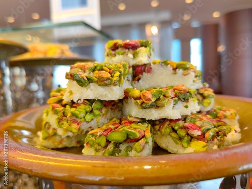 Obraz na płótnie Plate Turkish Delight or Lokum dishes.