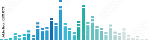 Fotografie Abstract bar chart featuring ascending and descending blue and teal rectangular