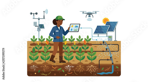 Farmer Using Technology in Smart Agriculture Field