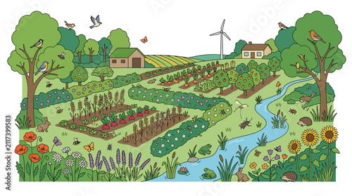 Lush Countryside Farm with Organic Gardens and Wildlife