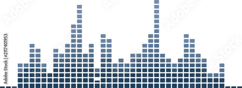 Foto Blue digital sound equalizer bars rising from a baseline on a white background