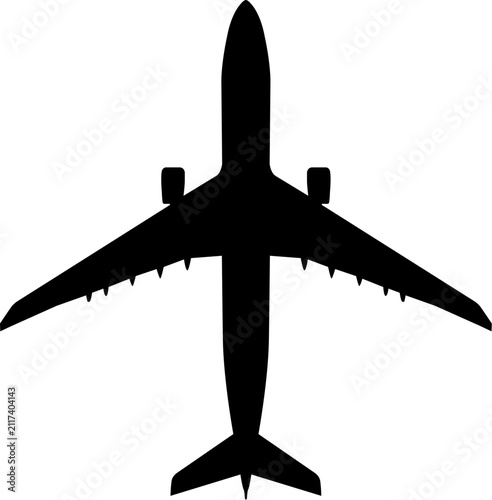 Принти на полотні Airbus A330 Wide-Body Long-Range Twin-Engine Jet Plan View Vector Silhouette Bla