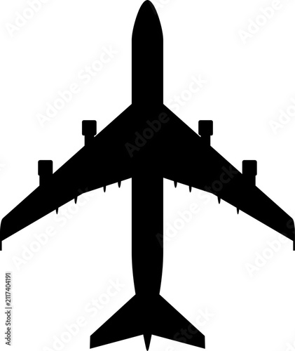 Foto Boeing 747-400 Jumbo Jet Iconic Wide-Body Airliner Plan View Vector Silhouette B