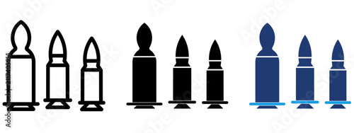 Bild auf Leinwand Bullets icon vector set with rifle ammunition shell