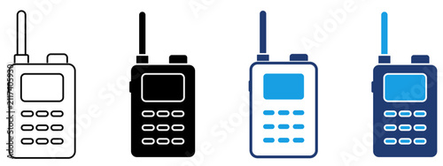 Bild auf Leinwand Walkie talkie vector icon set with radio transceiver