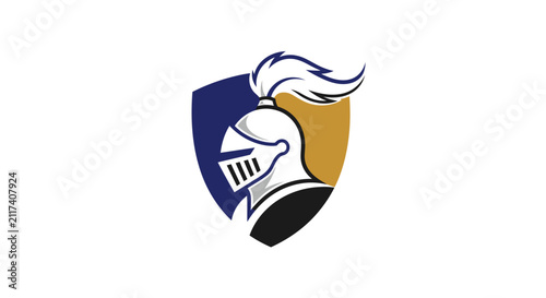 Quadro su tela Knight Helmet Shield Emblem Logo