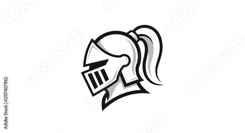 Canvastavla Knight Helmet with Ponytail Icon Graphic