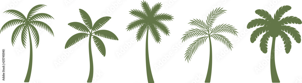 Fototapeta premium Palm Tree Icon Collection for Tropical Design