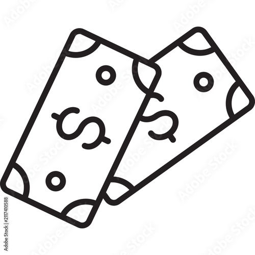 Money Bill Cash Payment Outline Vector Icon