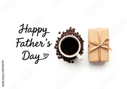 Elegant father’s day gift with coffee and wrapped present