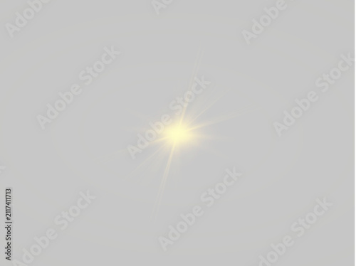 Realistic sunlight burst creates radiant glowing rays and bright shine. Soft lens flare adds luminous energy and depth. Isolated transparent PNG light overlay.