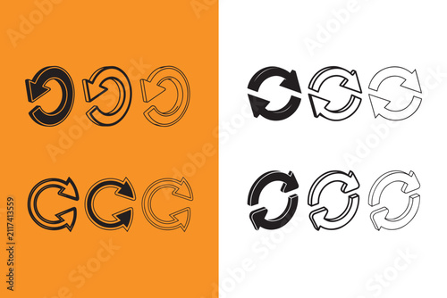 Set of circular arrow icons in different styles and colors  rotation and exchange symbols