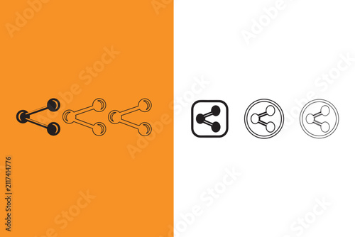 Various share icons in different styles and shapes for social media and web use