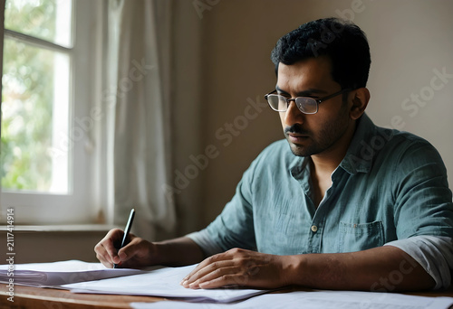 Young indian man wearing gl...