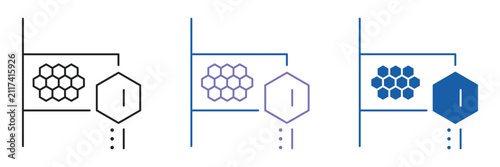 Blockchain Microservices Hexagon Module Icon Set Outline Glyph