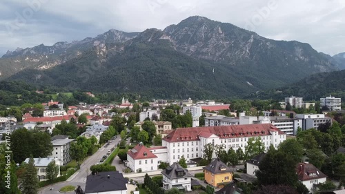 Aerial View of Bad Reichenhall in the Berchtesgadener Land Region, Bavaria, Germany 4k