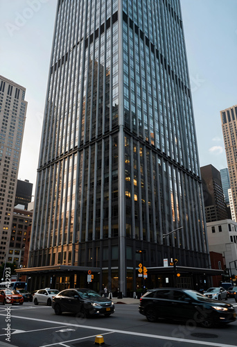 Modern glass skyscraper wit...