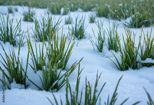 Green grass sprouts emergin...