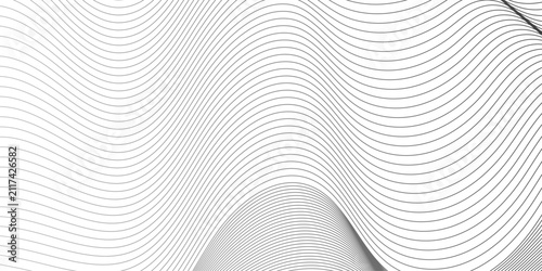 Abstract wave flow swoosh dynamic energy sound tech flow element smooth line pattern. minimalist futurist music and sound wavy gradient line vector flowing gray light isolated background.