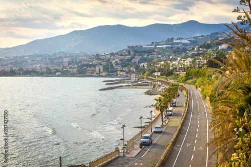 Sanremo Coastal Cycle Path and Sea View in Liguria