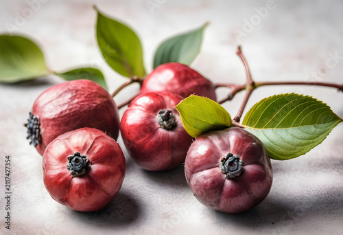 Red berries with green leav...