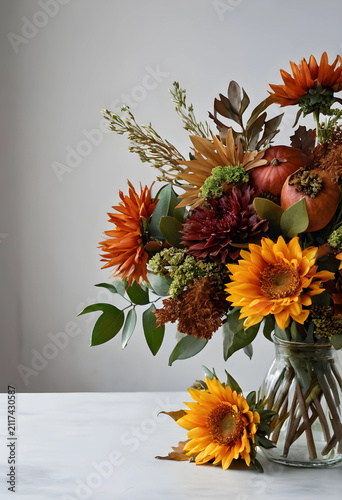 Autumn floral arrangement w...