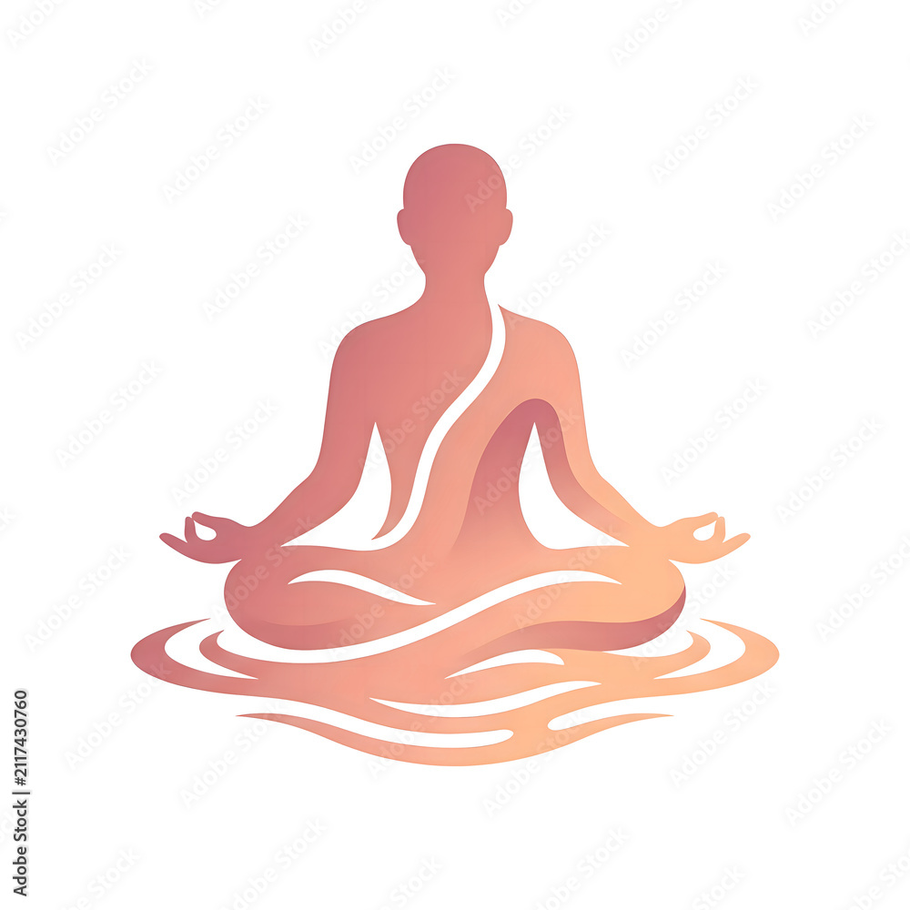 Obraz premium Silhouette of a person meditating in a lotus position, symbolizing peace and mindfulness.