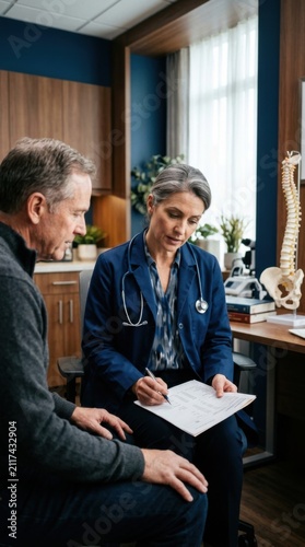 Doctor Advising Patient On Medical Document Health Consultation