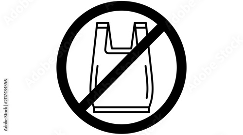 Foto No Plastic Bag Icon - Prohibition Sign, Single-Use Plastic Ban