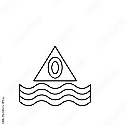 Triangle with concentric circles over waves