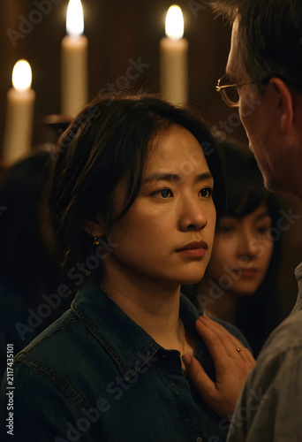 Young asian woman looking a...