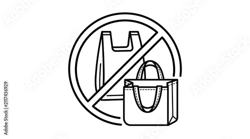 Obraz na plátne No Plastic Bags Icon: Reusable Shopping Bag vs Single-Use Plastic