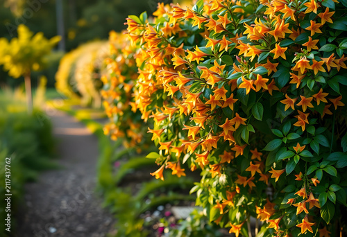 Lush orange trumpet vine fl...