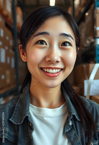 Smiling young asian woman i...
