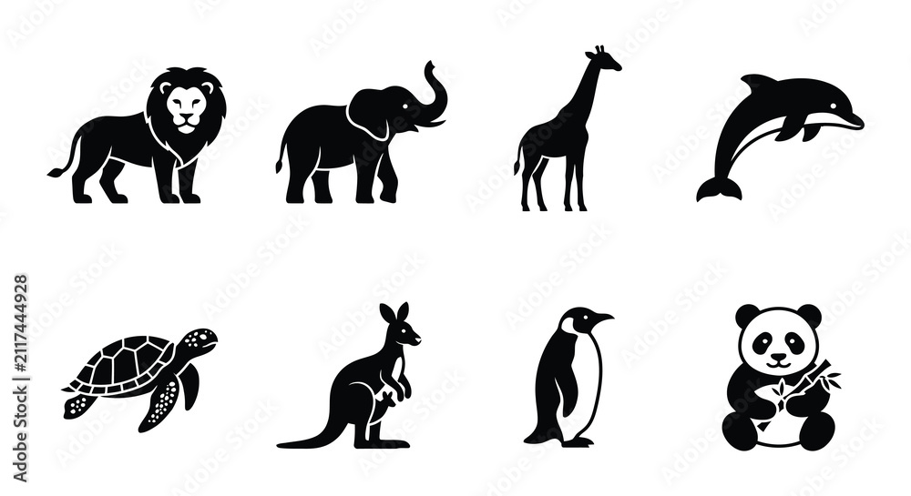 Obraz premium Animal Silhouettes A Collection Of Black Vector Wildlife Graphics