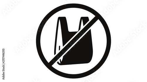 Cuadro en lienzo No Plastic Bag Symbol - Ban Single-Use Carrier Vector Icon