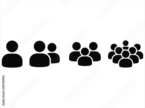 Set of four user group icons in black