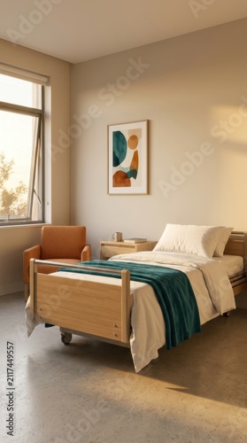 Comfortable Hospital Room With Natural Light And Art
