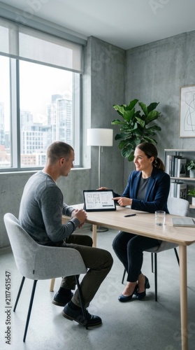 Collaborative Business Meeting Discussing Growth Strategy In Modern Office