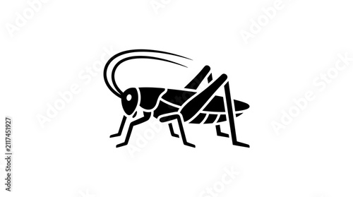 Картината върху платно Black silhouette of a cricket insect.