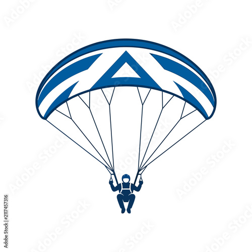 Dynamic Paraglider Silhouette Ascending Through The Sky