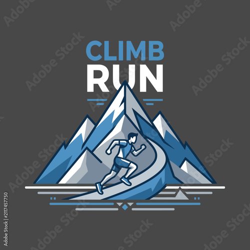 Dynamic Mountain Runner Inspiring Climb And Run Adventure Sport Graphic