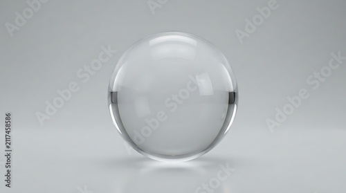 Clear glass crystal sphere isolated on white background