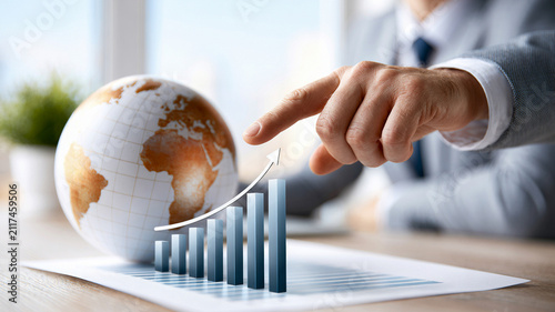 Global economy inflation forecast with business growth concept