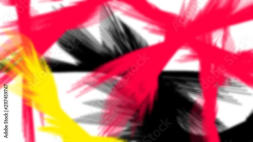 Abstract Dynamic Red Yellow and Black Sharp Brush Strokes on White Background