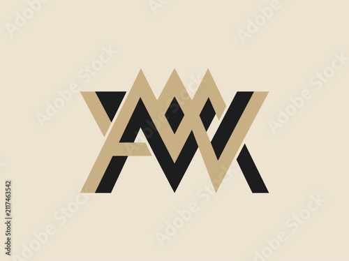 Elegant Intersecting Letter Monogram Design On Cream Background